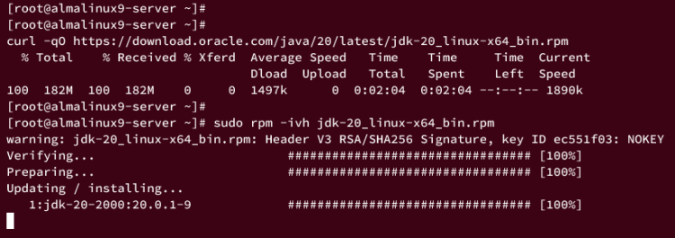 Установка Oracle JDK 20 — процесс установки RPM