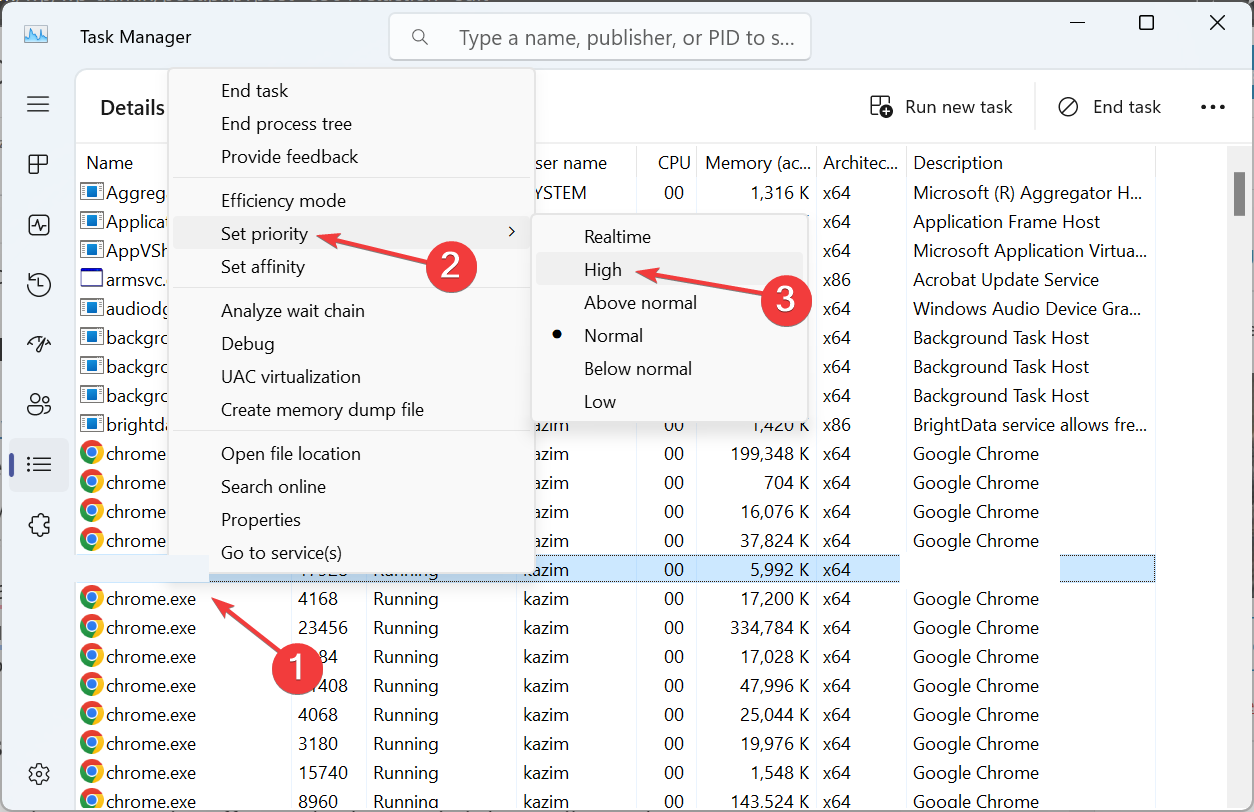 Task-Manager: Prozesspriorität auf Hoch setzen
