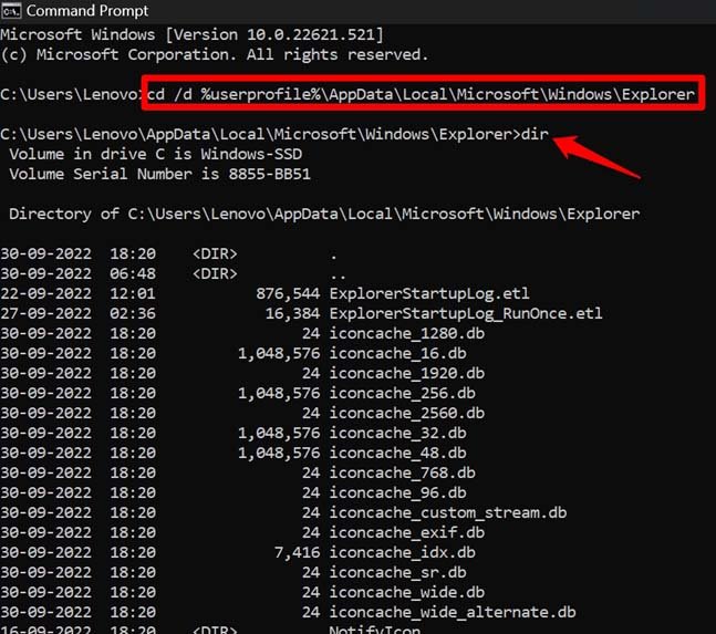 access icon cache in Windows 11