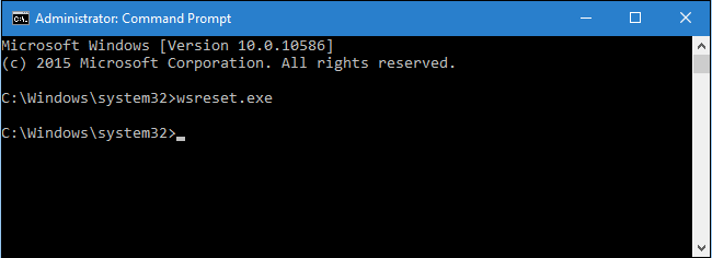 Команда wsreset в командной строке