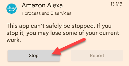 Кнопка Остановить для прекращения службы/приложения