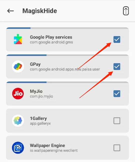 Magisk HideでGoogle Play servicesとGoogle Payを見つける