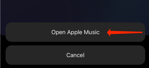 Выберите Open Apple Music, чтобы начать воспроизведение