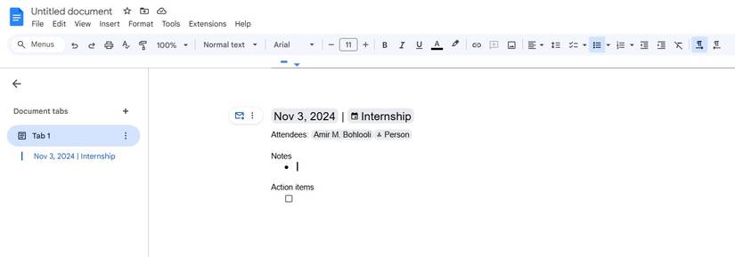 Записи с совещаний в Google Docs с умными чипами