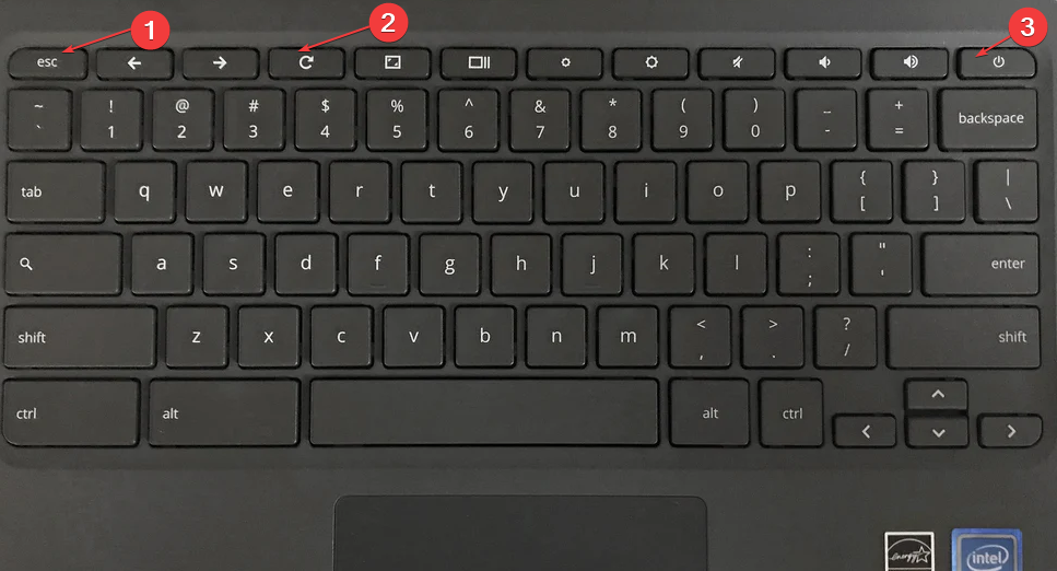 Комбинация Esc + Refresh + Power для восстановления