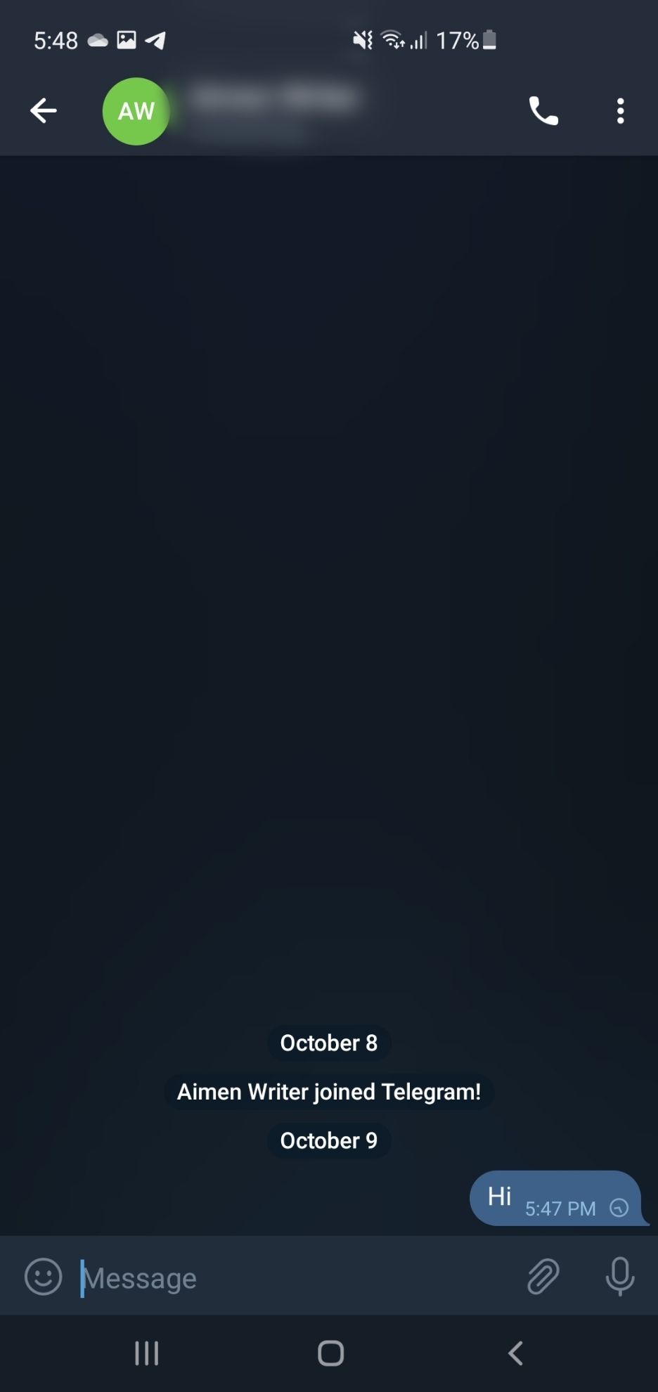 Messages of Telegram user