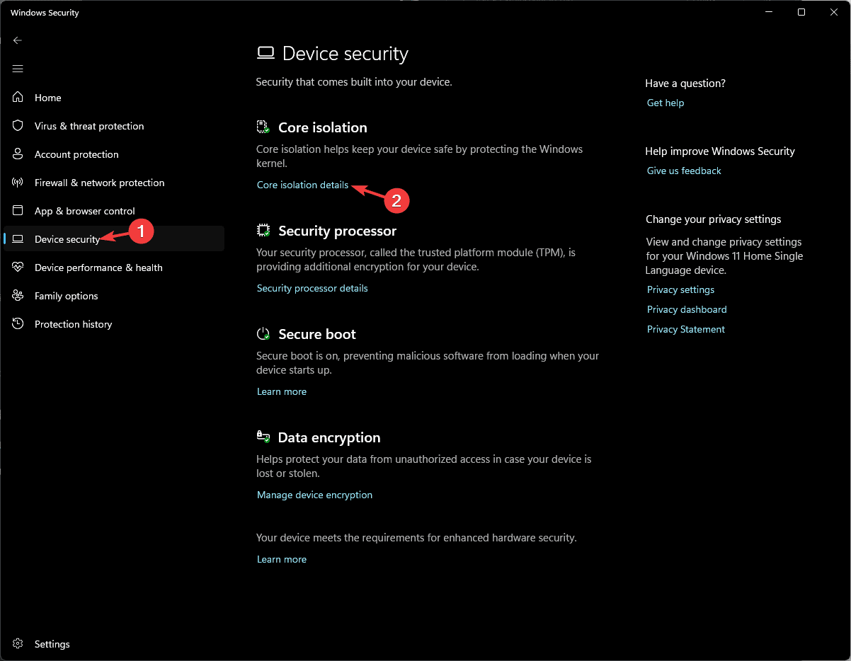 Сведения об изоляции ядра в безопасности устройства