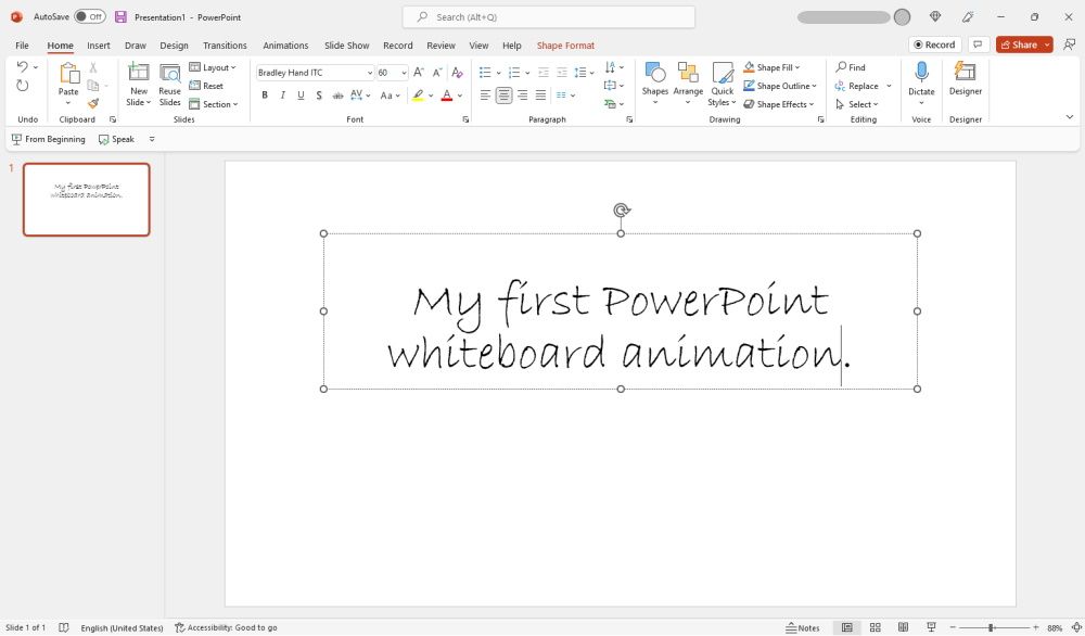 PowerPoint: изменение шрифта для рукописного вида