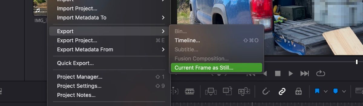 Экспорт статичного кадра из DaVinci Resolve