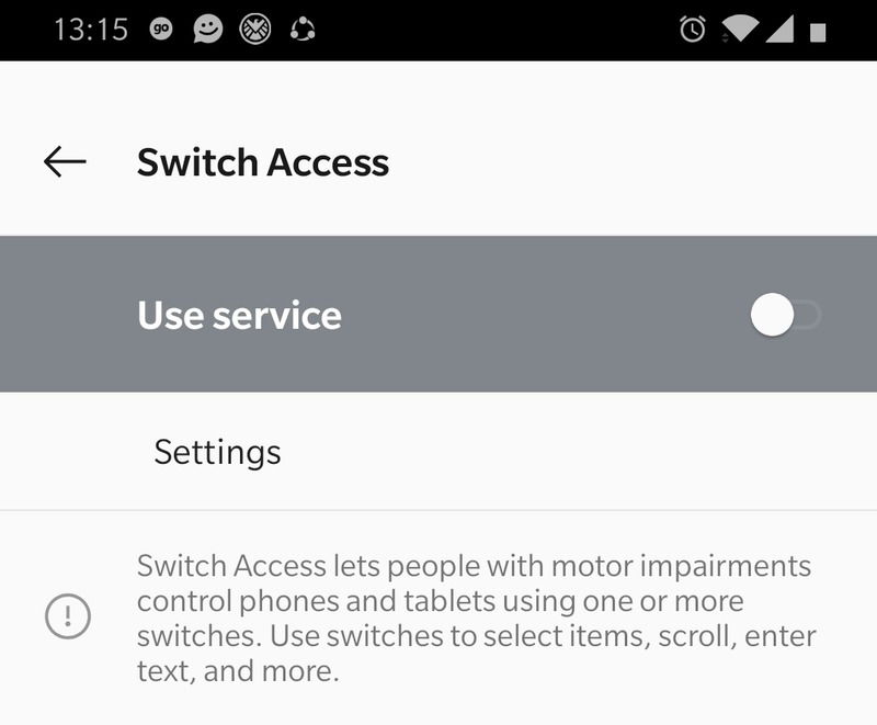 Страница предупреждения Switch Access с объяснением разрешений
