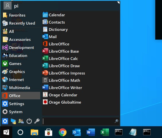 Меню системы Twister OS в стиле Windows 10