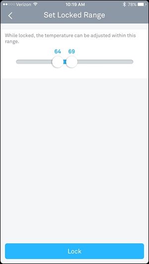 Кнопка блокировки и отображение статуса в приложении Nest