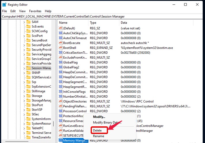 Elimina valore CommitLimit