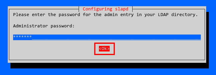 Ввод пароля администратора OpenLDAP
