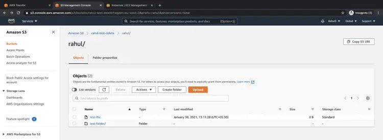 Проверка файла в бакете S3