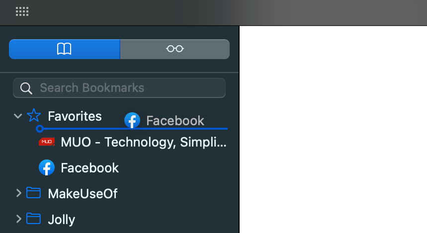 Перетаскивание элементов Избранного для перестановки