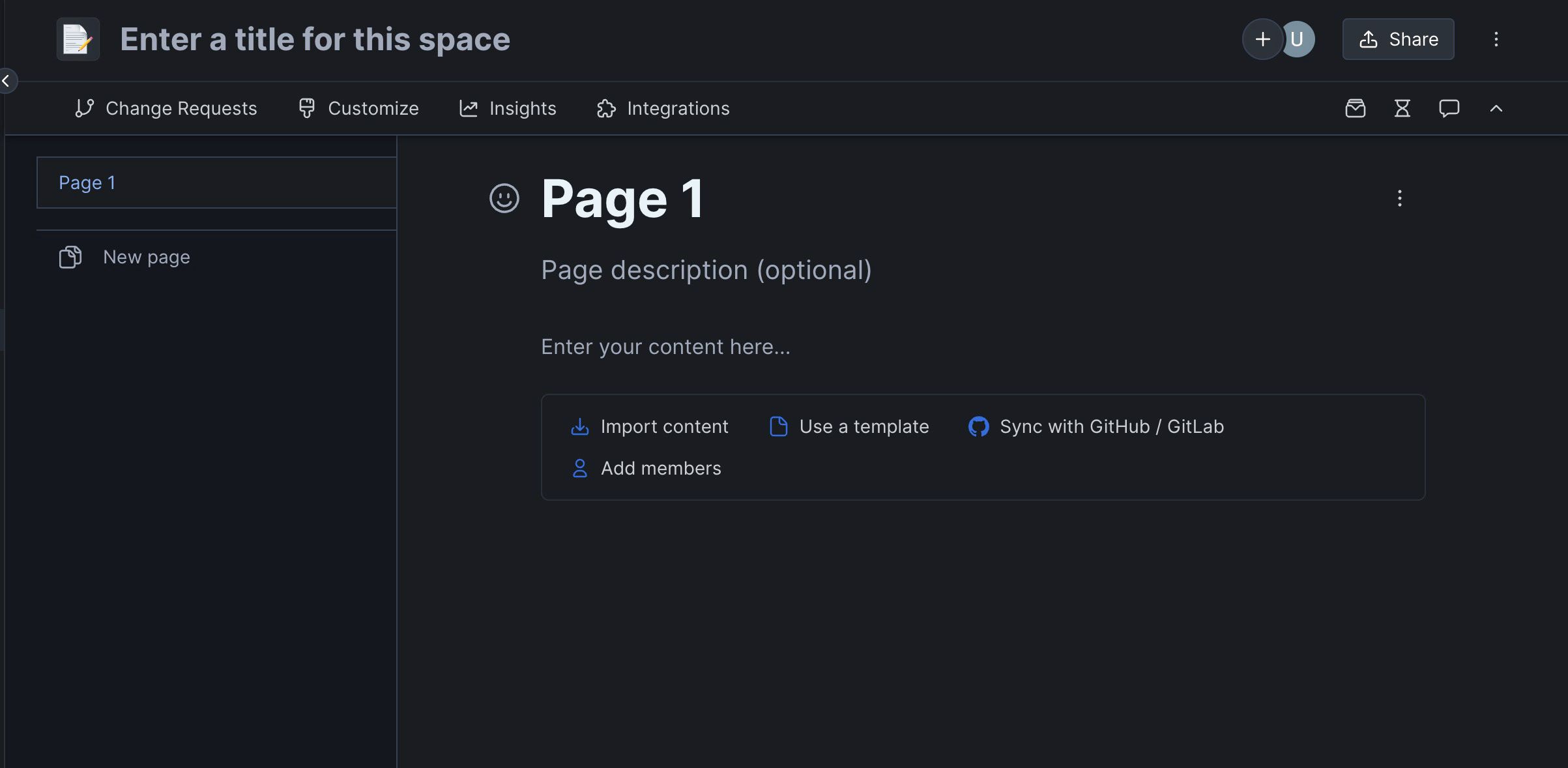 вид страницы документации в GitBook