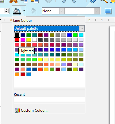 Палитра для выбора цвета линии и стрелки