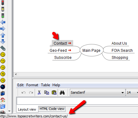 Предпросмотр страницы через ссылку на узел в FreeMind