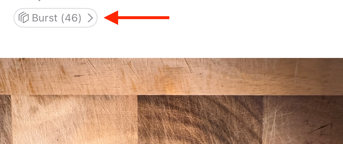 Иконка Burst в приложении Фото на iPhone.