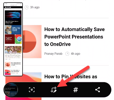 Иконка обрезки на инструментальной панели для скриншотов