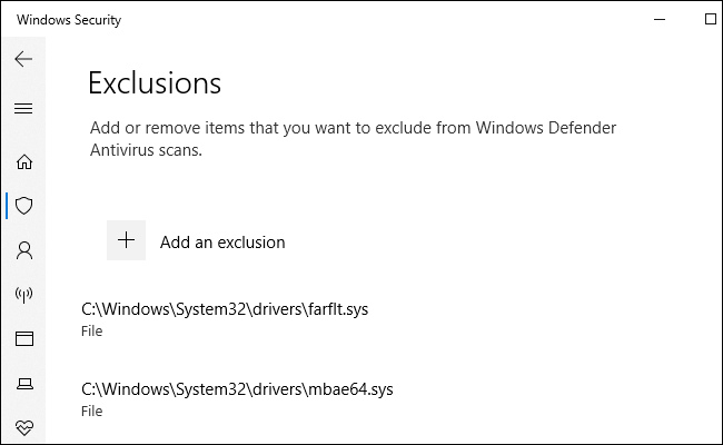 Добавление исключений Malwarebytes в Windows Defender