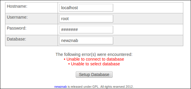 Форма ввода данных MySQL в инсталляторе