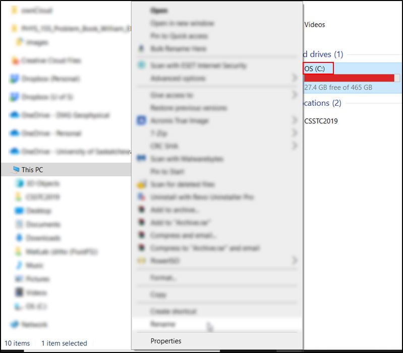 Выбор диска для проверки на ошибки