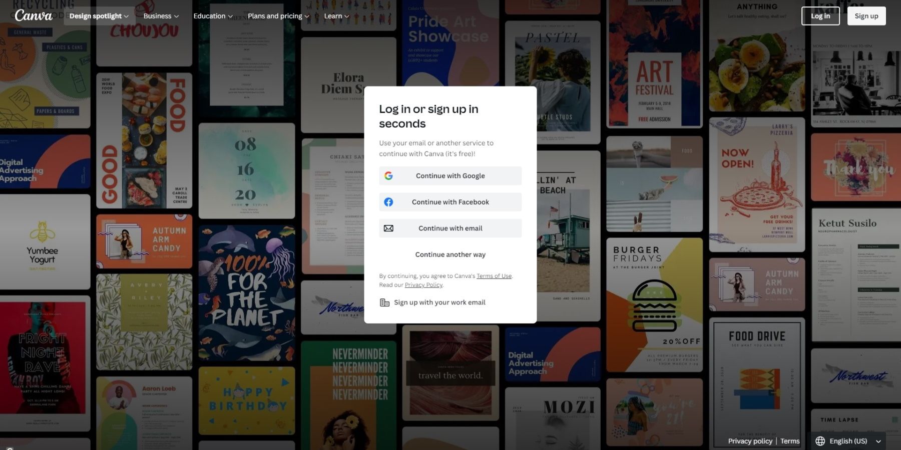 Экран регистрации Canva