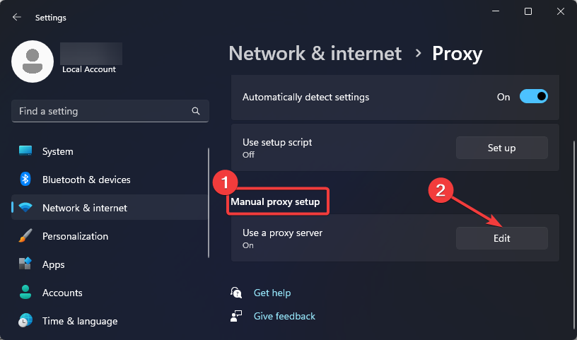 Редактирование параметров прокси в Windows