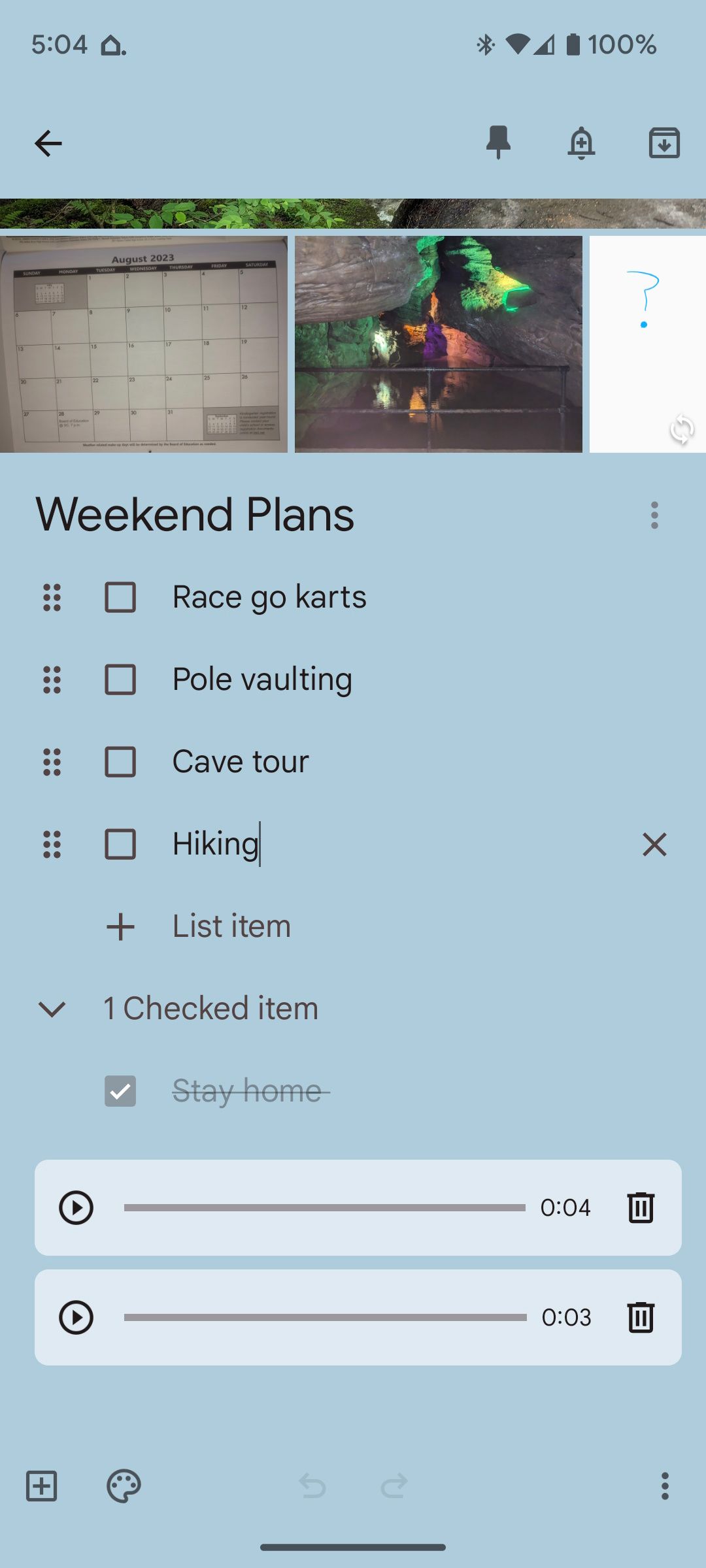 Встроенная аудиозаметка в Google Keep