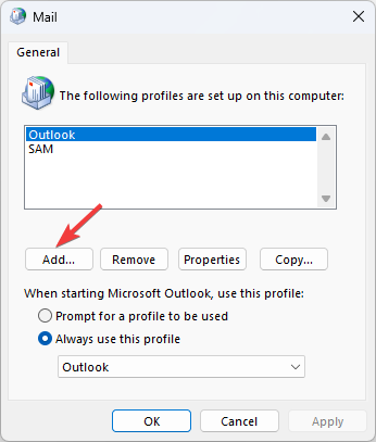Добавление профиля