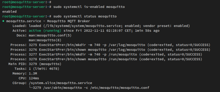 Статус mosquitto