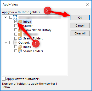 Применение вида к выбранным папкам, подтверждение операции