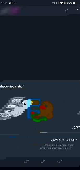Индикатор прогресса импорта чата в Telegram