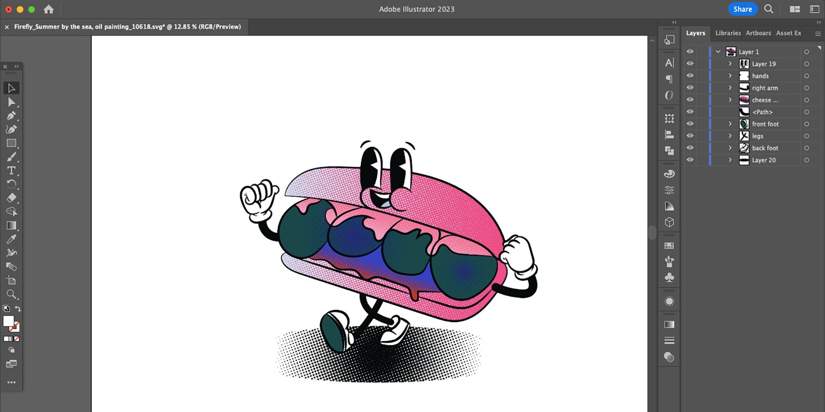 Colorful meatful sub vector in Illustrator