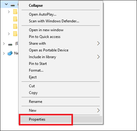 Окно свойств диска в Windows с указанием файловой системы