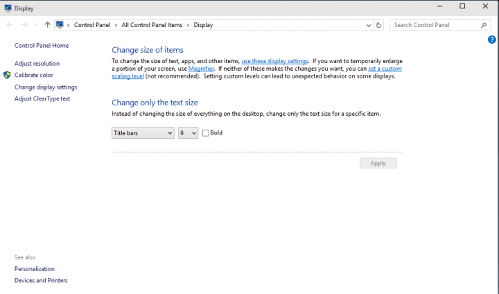 Параметр для изменения только размера текста