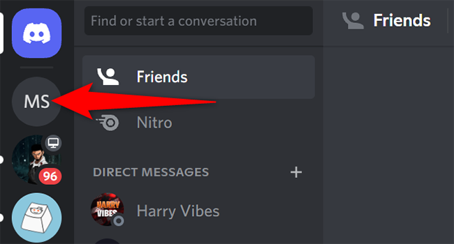 Нажмите на стрелку вниз рядом с названием сервера
