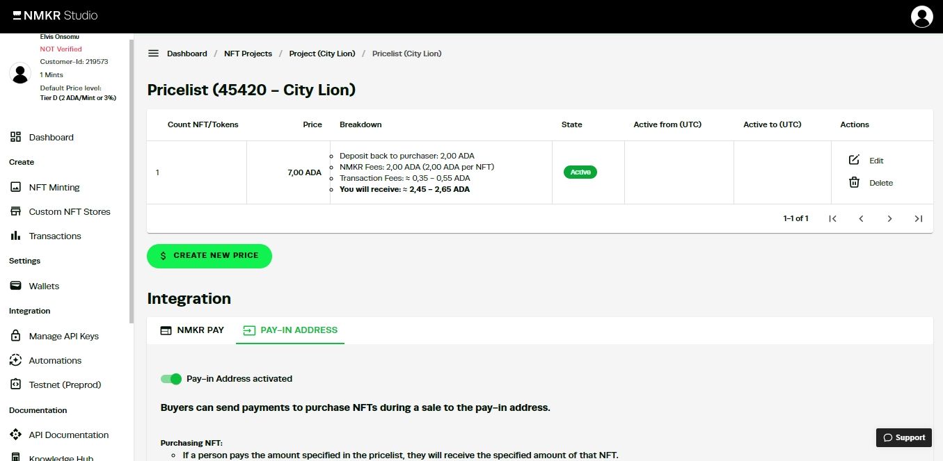 Скриншот: NFT успешно выставлен на продажу
