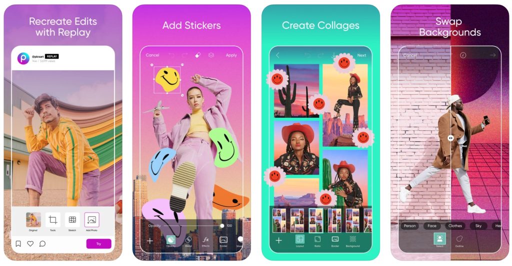 PicsArt 앱의 콜라주 만들기 화면