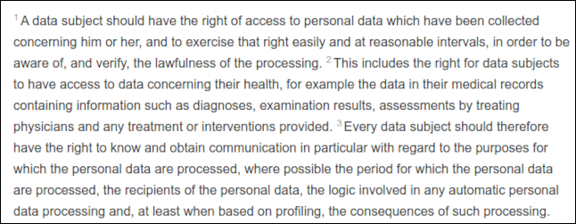 Фрагмент Примечания 63 GDPR с номерами в верхнем регистре