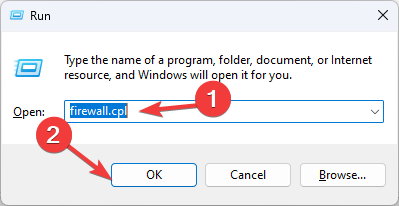 Открытие панели управления Firewall