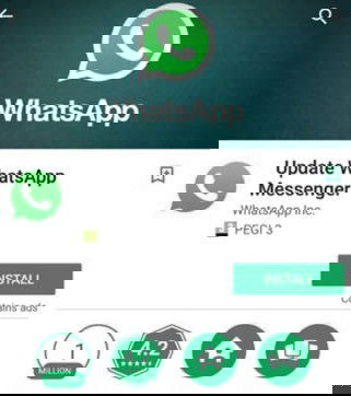 Пример поддельного приложения с текстом Update WhatsApp Messenger