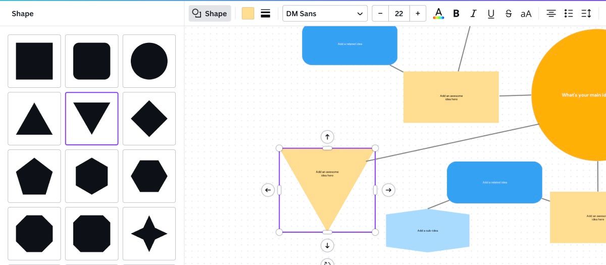 Canva Whiteboard changing shape of element