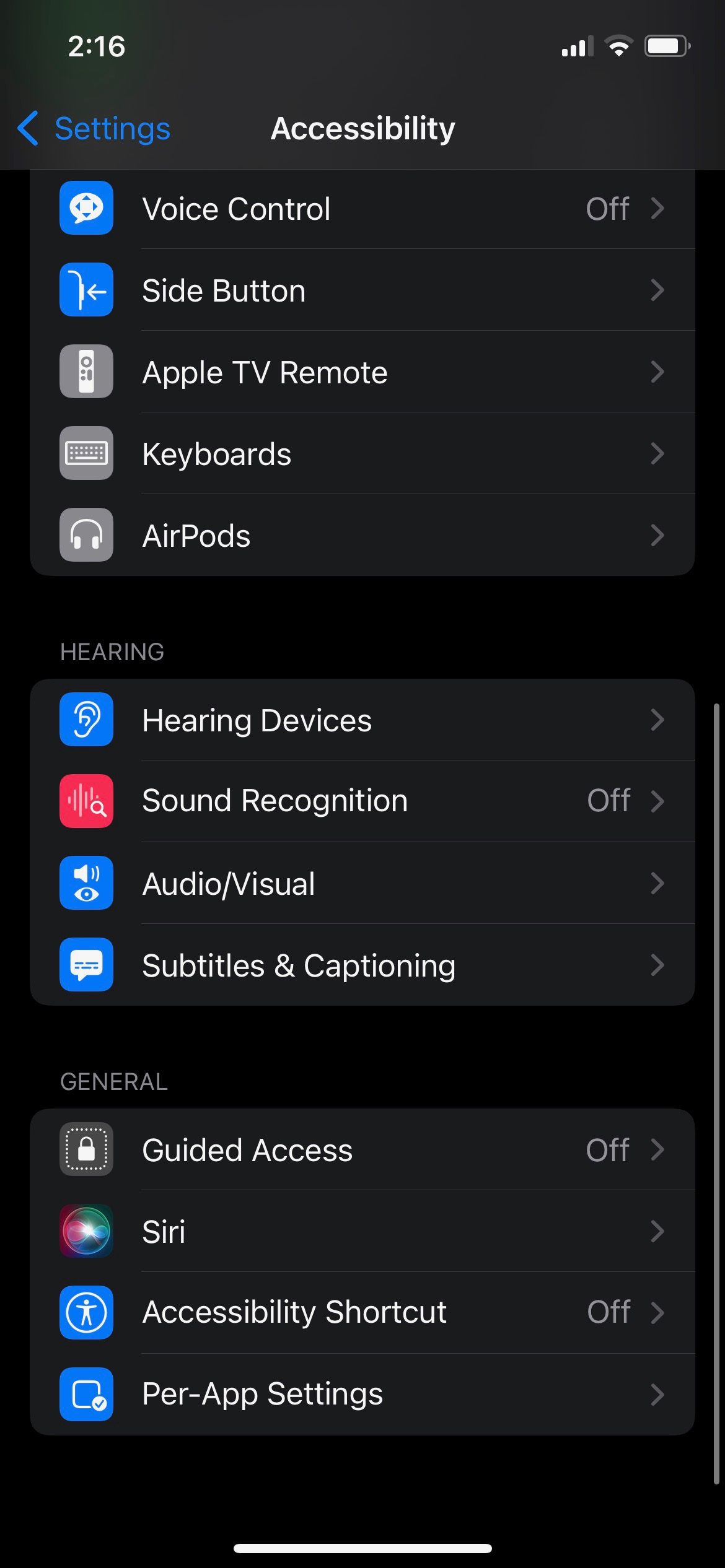 Настройки Универсального доступа iPhone