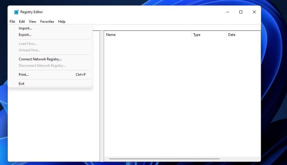 Опция Экспорт в редакторе реестра