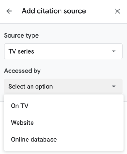 Выберите способ доступа к источнику