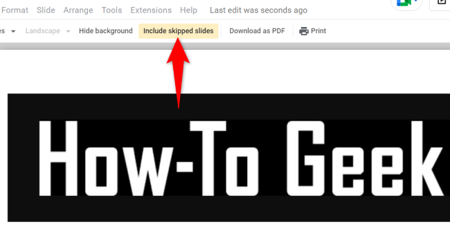 Отключите опцию «Включать пропущенные слайды».