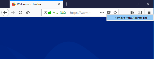 Скриншот: контекстное меню кнопки Pocket в адресной строке